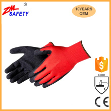 13 Gauge Polyester Liner schwarz Schaum Nitril Handschuhe rot mit Palm Beschichtung